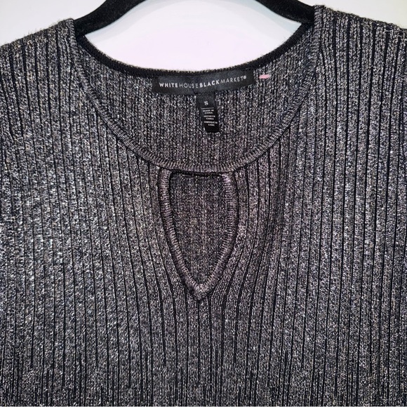 White House Black Market Silver Metallic Knit Tank Top | Size Small - Picture 5 of 10